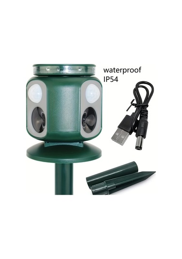 Motion003 1 Paket Güneş Enerjili Hayvan Kovucu 220 Algılama Çift Sensörlü Hareketli Led Flaş Alarm Su Geçirmez 2000mah Şarj Edilebilir