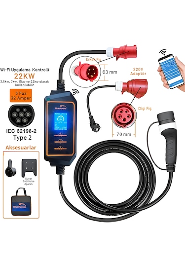 Xşarj Bluepower 22Kw Taşınabilir Araç Şarj Cihazı
