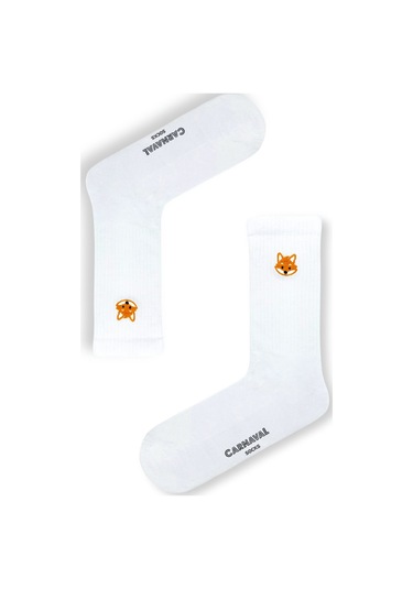 5'li Nakışlı Hayvanlar Desenli Unisex Beyaz Çorap Kutusu Beyaz