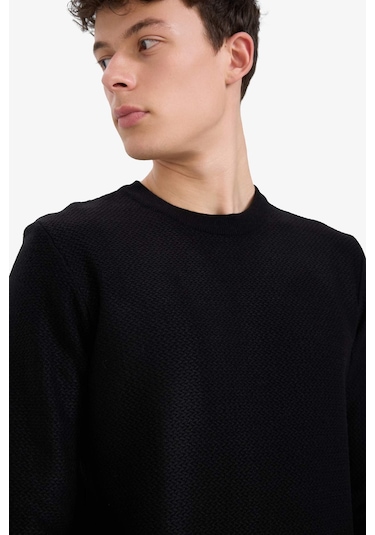 Defacto Standart Fit Bisiklet Yaka Triko Kazak C9618ax25aubk27 Siyah