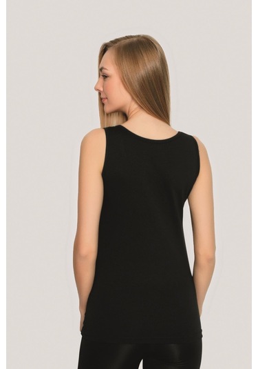 Kadın Siyah Pamuklu Likralı Kalın Askılı Atlet 3'lü Paket Esnek Ve Yumuşak Kumaş Siyah