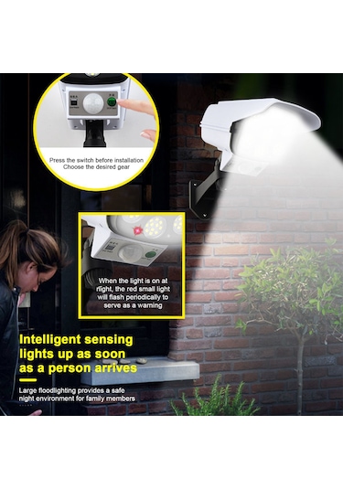 Xindoker Güneş Enerjili Hareket Sensörlü Güvenlik Aydınlatma Duvar Lambası: 3 Mod, Ip65 Su Geçirmez, 2400mah Pil Beyaz