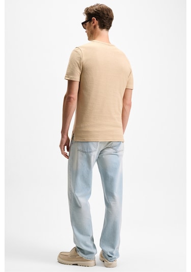 ERMAC Erkek Hakim Yaka Düğmeli Kısa Kol Bej T-Shirt