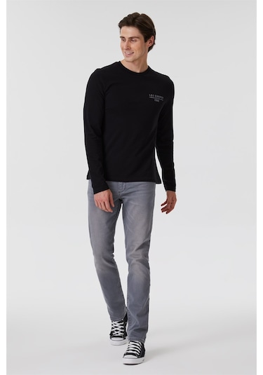 Lee Cooper Renzo Erkek O Yaka Uzun Kol T-Shirt Siyah-15357 Siyah
