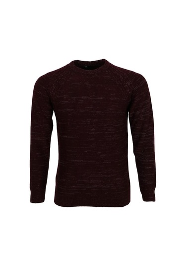 Erkek Kazak Sıfır Yaka Bordo Rar01114 001