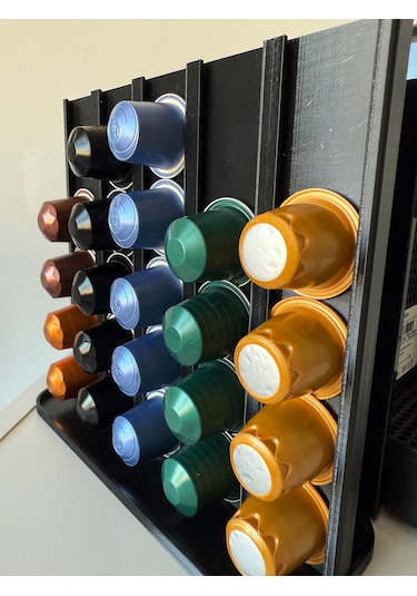 Kapsül Kahve Tutucu Dekoratif Standı 50 Kapasiteli Nespresso Siyah