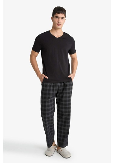 Defacto Regular Fit Cepli Uzun Boy Flanel Alt C6119ax25wnbk81 Siyah