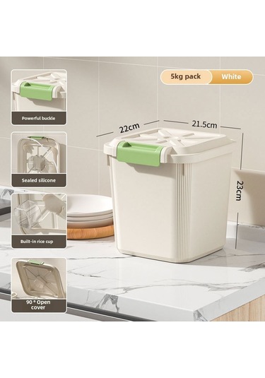 Ranyeek Gıda Kalitesi Pp Plastiği Muhafaza Kabı - Nem Ve Haşere Engeli - Büyük Kapasite 10 Kg - Mutfak Tahıl Saklama - Ölçü Kasesi İçerir Beyaz Diğer