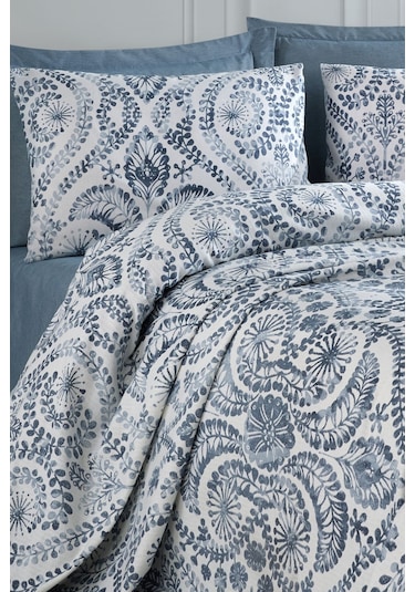 Doğal Pike Baskılı Çift Kişilik Loop Mavi Mavi