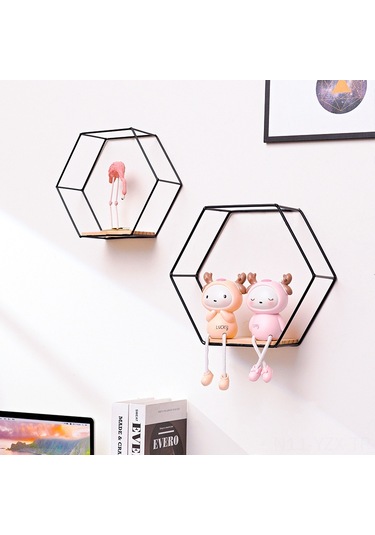 Yaozixa Altın Büyük Boy Altıgen Duvar Rakımı - Ev Dekorasyonu Ve Organizasyon İçin Dayanıklı Demir Dolap Altın