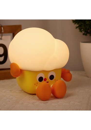 Cbtx Patlamış Mısır Şekli Silikon + Abs Dokunmatik Gece Lambası Başucu Lambası Yatak Odası Dekorasyon Led Işık