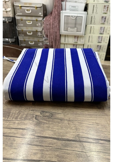 Devrim Olivya Tekstil Mavi-beyaz Çizgili Lüks Halkalı Balkon Perdesi - Özel Dikim, Dayanıklı Branda Mavi Beyaz