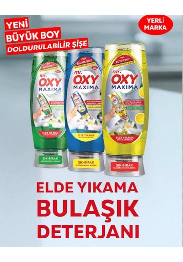 Mr. Oxy Maxima Elde Yıkama Bulaşık Deterjanı Yaban Mersini Kokulu 650 Ml 4 Adet Wc Blok Hediyeli