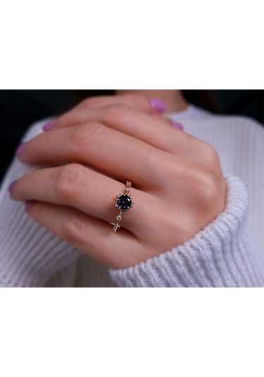 Sirius Pırlanta Ve London Blue Topaz Taşlı Vintage Yüzük 0847R000