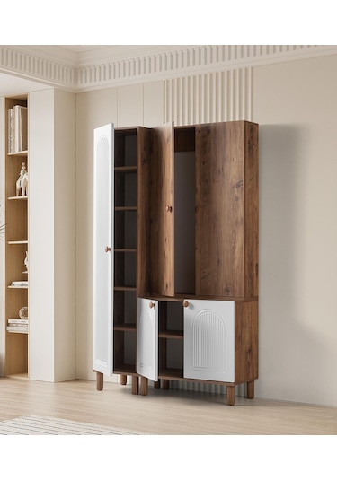 Bohem Çiğdem 3 Lü Portmanto Ayakkabılık 120x38x200 Beyaz