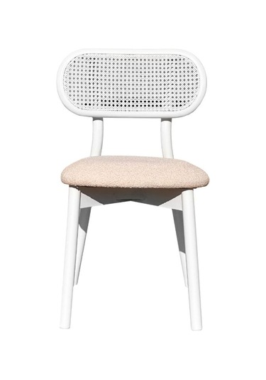 Orpheus Bambu Hasırlı Ahşap Sandalye Beyaz - Krem