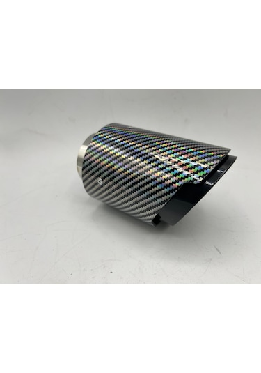 Monlion Gümüş-gri Karbon Egzoz Ucu Giriş Çapı60mm,çıkış Çapı 89mm