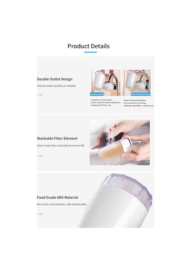 Ranyeek Ev İçi Mutfak Su Filtresi, Seramik Kartuşlu, Direk İçilebilir Su, Ön Filtre, Abs Malzeme, Gümüş Rengi