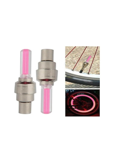 Piranha Pembe Led Işıklı Lastik Sibop Kapağı 2li