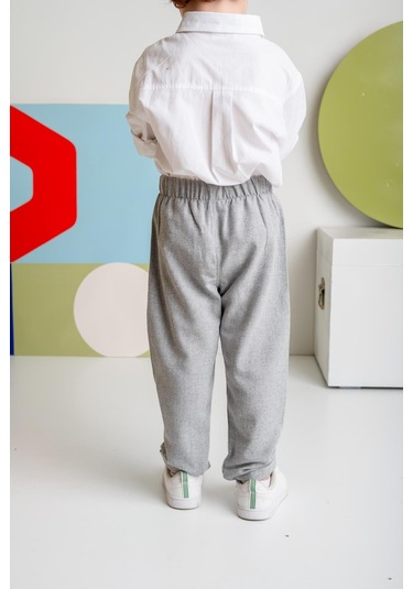 Erkek Bebek Cepli Dokuma Pantolon - Gri Gri