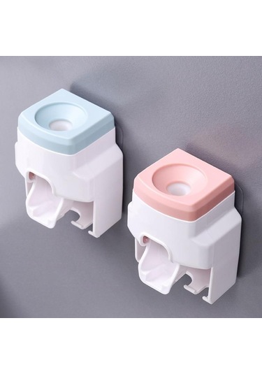 Pembe Yaratıcı Duvara Monte Otomatik Diş Macunu Diş Macunu Sıkacağı Diş Fırçası Tutucu Diğer