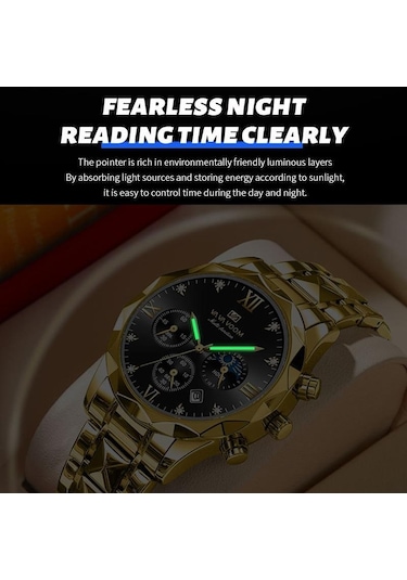 Altın Va Va Voom Kuvars İzle Erkekler Üst Marka Yüksek Kalite Paslanmaz Çelik 30 M Su Geçirmez Aydınlık Tarih Hafta Spor İş Kol Saatleri