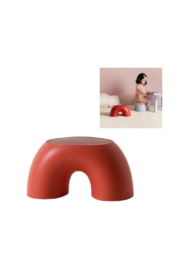 Sones Basit Dairesel Küçük Bank Ev Yuvarlak Çocuk Taburesi Ayakkabı Taburesi Kırmızı