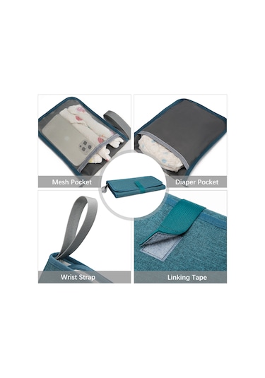 Xiyyadms "taşınabilir Su Geçirmez Bebek Bezi Değiştirme Pedi - Çift Cep İle Pratik Ve Katlanabilir" Yeşil