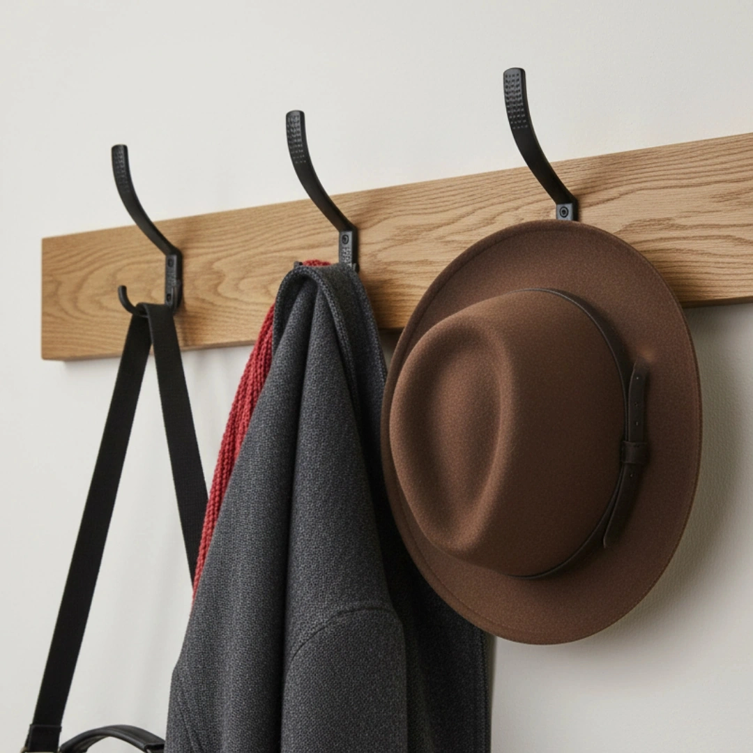 Uzun Noktalı Metal Askı Şık Portmanto Askılık Dolap Mobilya Askısı Vidalar Dahil Siyah