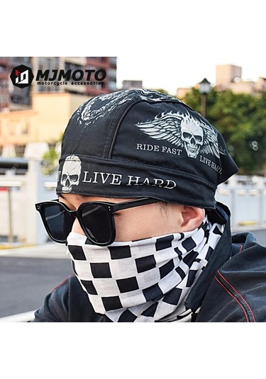 Turcoshop11 H03 Retro Motorsiklet Kask Balaklavası Erkek Yaz Spor Bandana Pirat Şapka