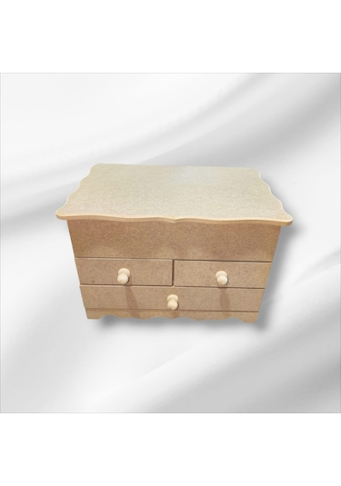 Ahşap-boyanabilir-bölmeli-çekmeceli- Takı-makyaj-organizer Kutu