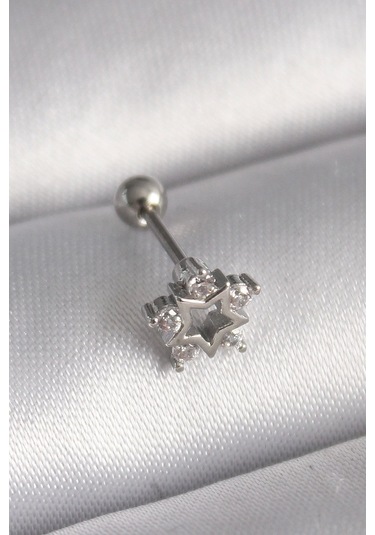 Ceylan Adam 316l Çelik Gümüş Renk Zirkon Taşlı Yıldız Model Tragus Piercing Çok Renkli