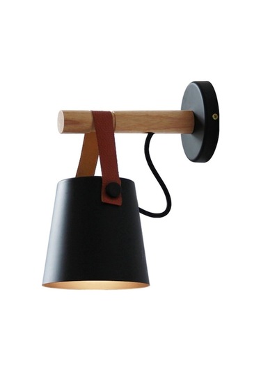 Rogfer Led Duvar Lambası Ahşap Duvar Lambası Yatak Başucu Lambası Gece Işıkları Modern İskandinav Abajur Ev Dekorasyonu Siyah Siyah