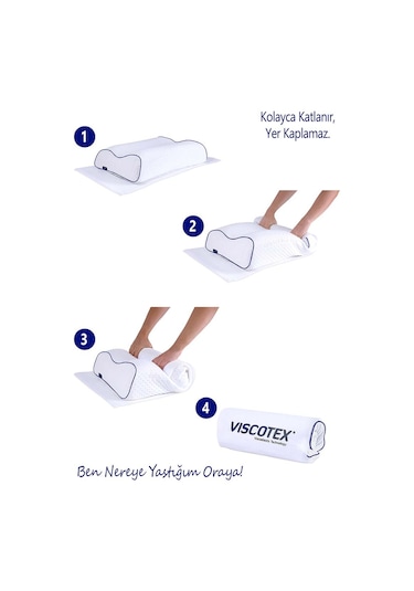 Viscotex Yüksek Ortopedik Boyun Destekli Yastık 55 x 40 x 13 / 11 CM