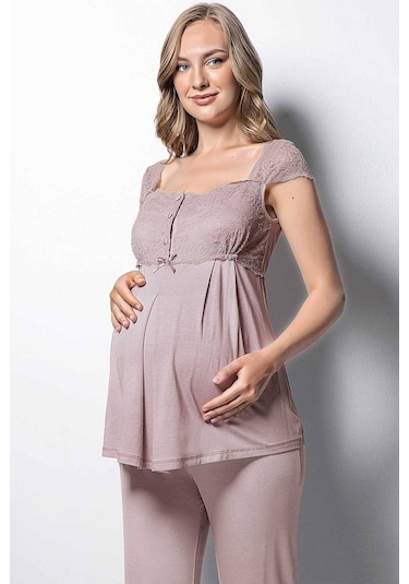 Monamise 18440 Hamile Lohusa Pijama Takım - Vizon