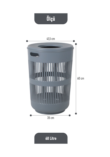 İronika Solara Dekoratif Kirli Çamaşır Sepeti Oyuncak Sepeti 60 Litre - Gri Gri