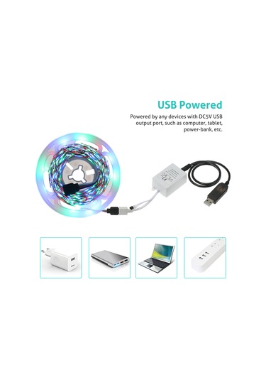 Teltree Usb Rgb Led Şerit Işık Seti - 20 Renk, 6 Mod, Uzaktan Kumandalı, Kesilebilir, Kendinden Yapışkanlı 112 Karakter Diğer