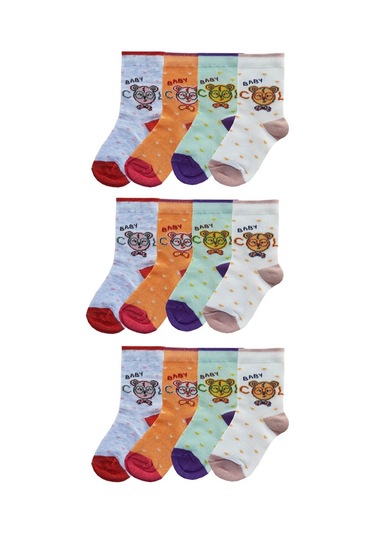 Hepsinerakip 12Li Kız Bebek Soket Çorap Renkli Desenli Ekonomik Çorap