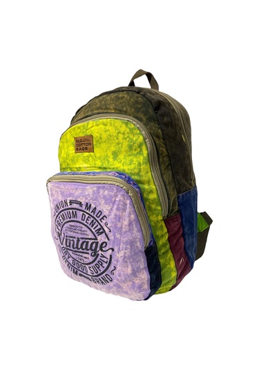 Kaliteli Vintage Disayn Sırt Gezi Çantası New Patchwork 5017 Yeşil