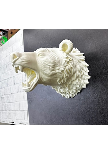 Krem Ayı Figürü Duvar Süsü Asılabilir Hediyelik Dekoratif 25x19 Cm