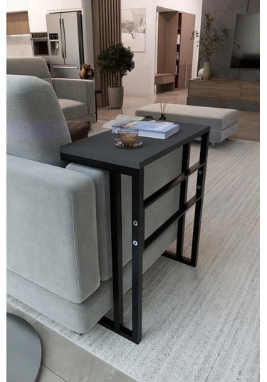 Steel Design Metal Ayaklı Yan Sehpa Laptop Çalışma Masası Sehpa Antrasit