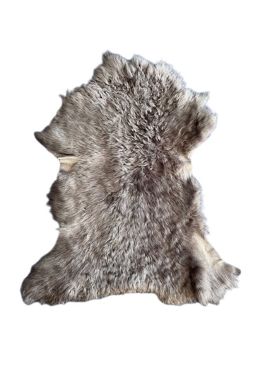 Naturel Uzun Tüylü Koyun Postu - Doğal Post Paspas Gri