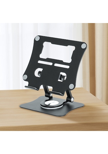 Cbtx G68 Masaüstü Katlanabilir Telefon Tablet Standı Alüminyum Alaşımlı 360 Derece Dönen Tablet Tutucu - Siyah