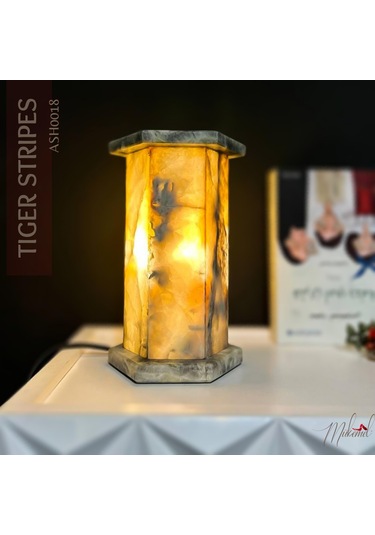 Altıgen Mermer Alabaster Masa Lambası Ev İçin Sıcak Ortam