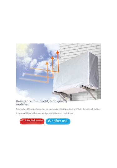 Neevoyu Dış Mekan Klima Kasa Koruyucu, 5 Yüzlü Tam Kapaklı, Güneş/yağmur/toz Engeli, Dayanıklı Poliester, 1.5p Büyük Boy 86x35x60 Cm