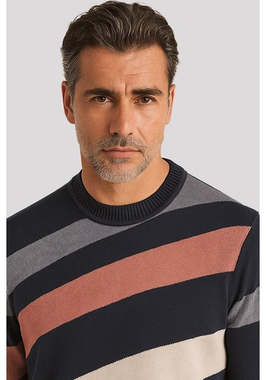 Erkek Bisiklet Yaka Triko Lacivert 3759 Lacivert