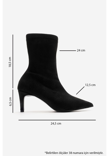 Luvishoes Rossano Siyah Süet Kadın İnce Topuklu Bot Siyah Süet