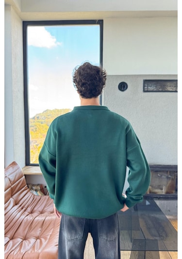 Flaw Half Zip Triko Kazak Yeşil Yeşil