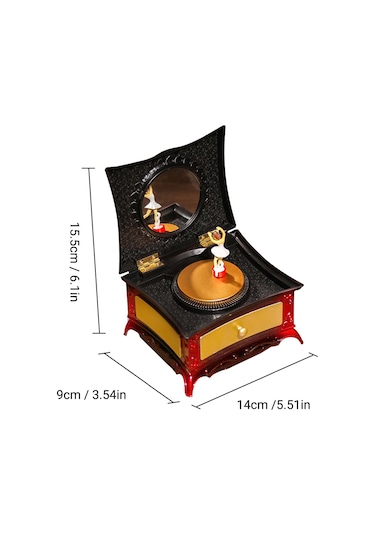 Vkemall Müzik Kutusu Muslady Dans Eden Kız Müzik Kutusu Tuvalet Masası Müzik Mücevher Kutusu Retro Ev Kırmızı