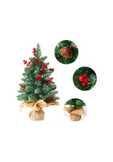 18" Mini Noel Ağaçları Yapay Masa Üstü Noel Ağacı Yeşil Kırmızı
